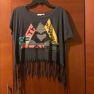 Cropped Tee with Fringe